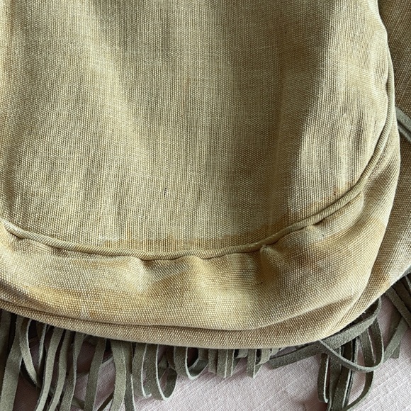 Vintage Antik Kraft Boho Chic bag cotton with leather fringe - Picture 5 of 14